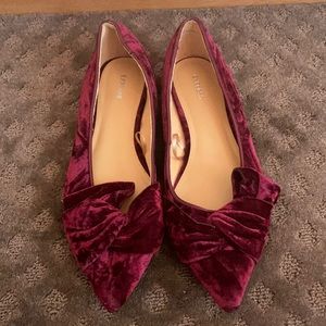 Express Pointy Toe Maroon Velour Flats